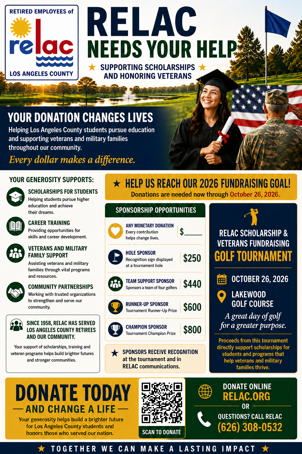 2026 Fundraising Golf Tournament - Donation Flyer